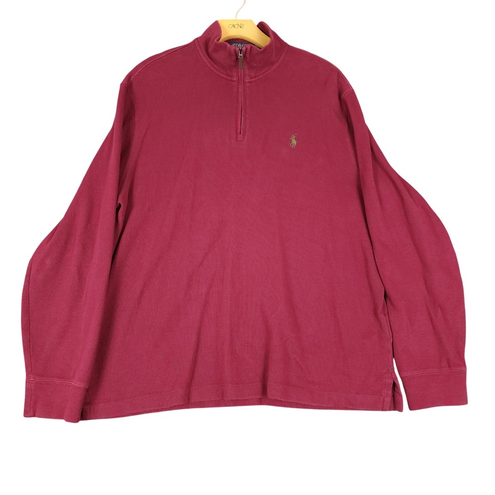 Polo Ralph Lauren Estate Rib Quarter Zip Pullover Burgundy Long Sleeve Mens L